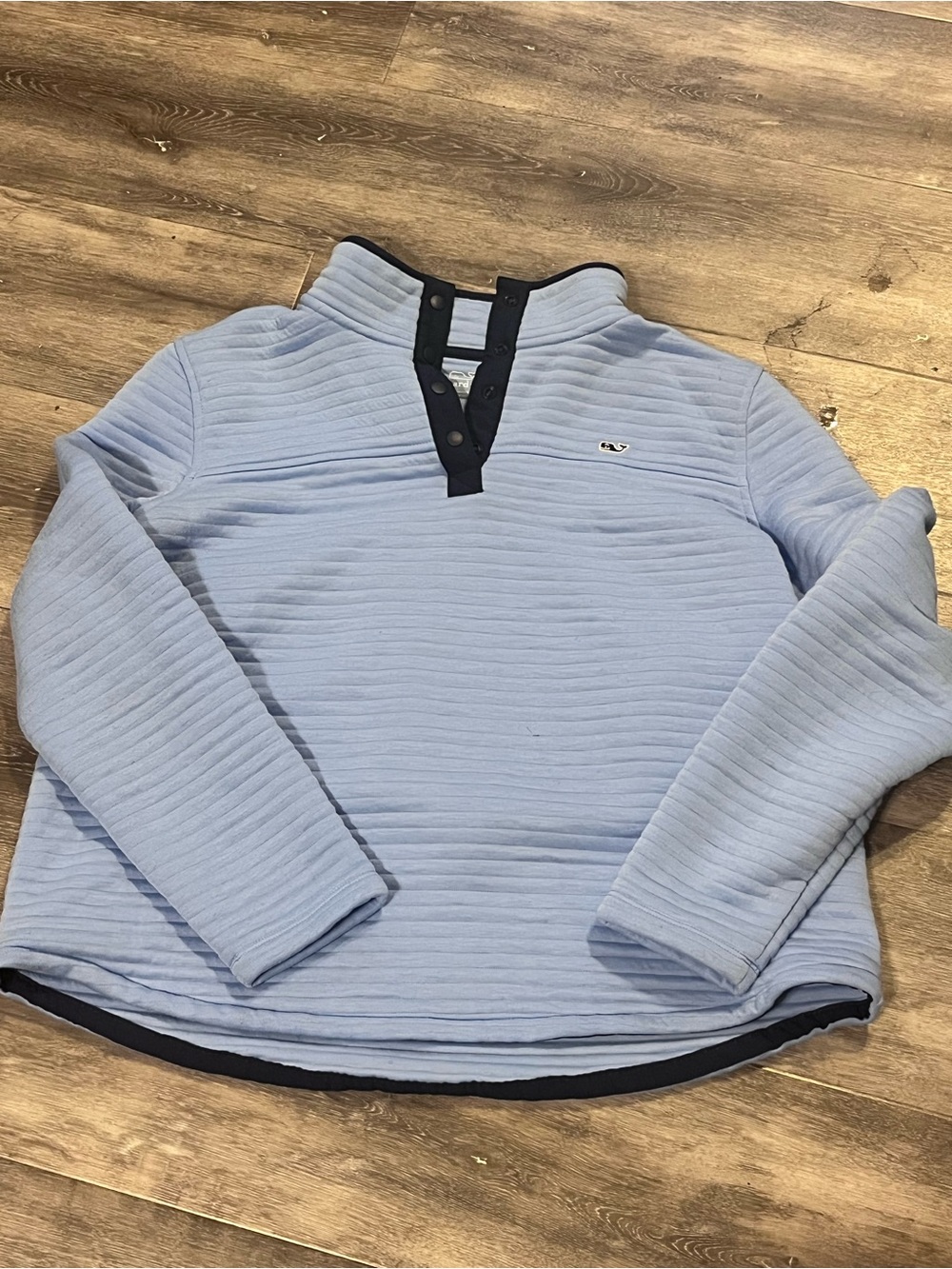 Vineyard Vines Light Blue Quilted Snap-Front Turtleneck Pullover